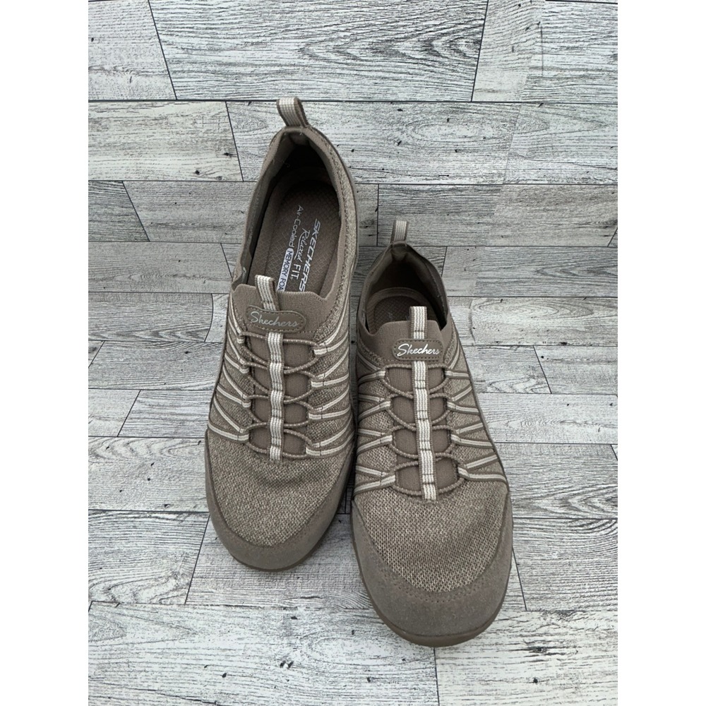 Skechers Women's Relaxed Fit Air Cooled Memory Foam Slip On Sneakers Taupe Sz 10